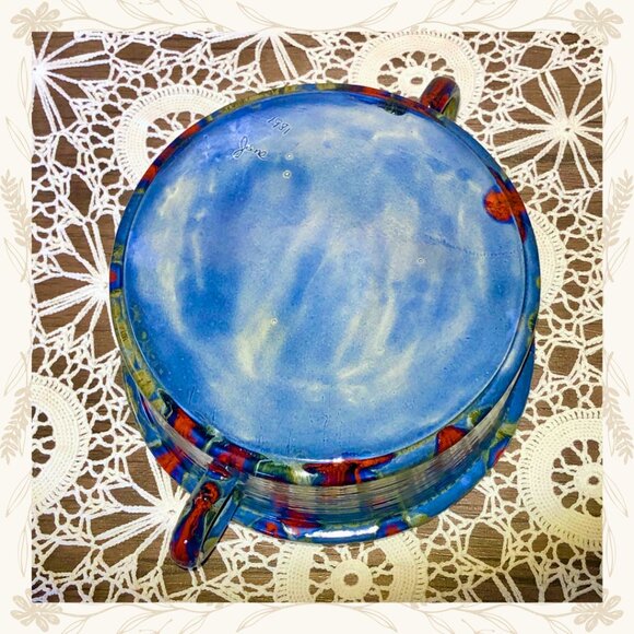 Vintage 1981 Handcrafted Ceramic Casserole Dish – Retro Glaze - Picture 5 of 6